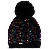 Smiley Foil Print Faux Pom Hat - Denny's