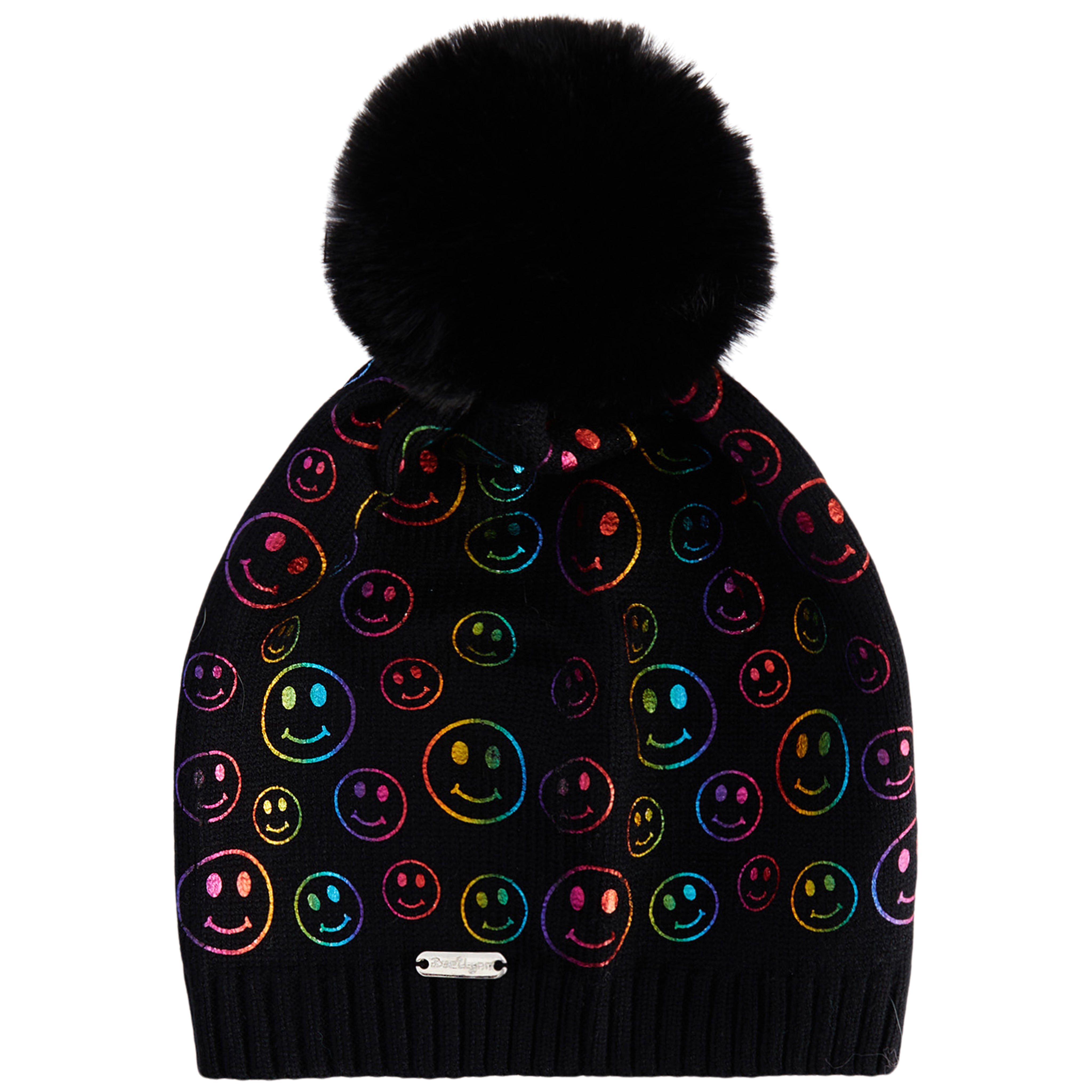 Smiley Foil Print Faux Pom Hat - Denny's