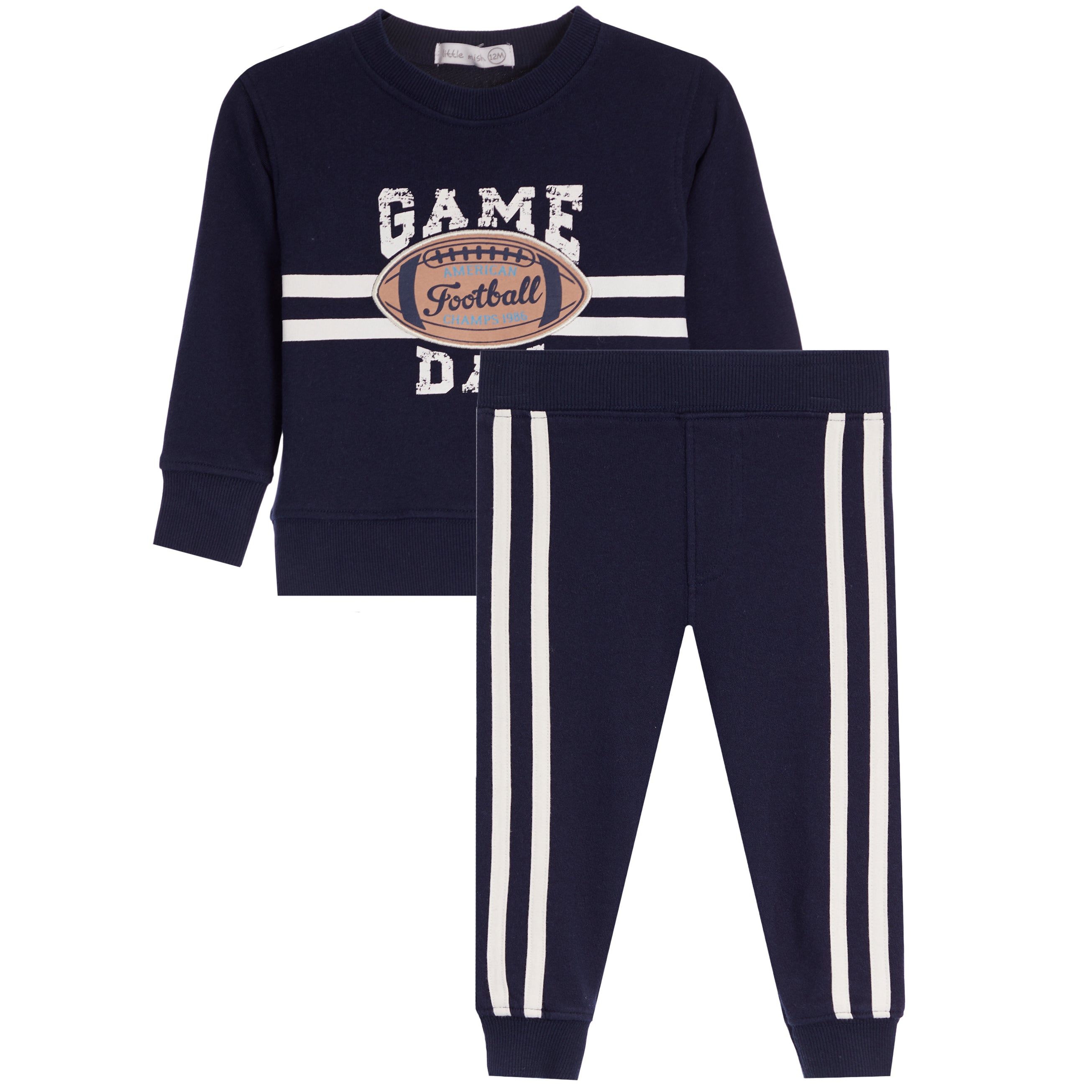 Navy 2pc Game Day Jog Set with white taping