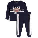 Navy 2pc Game Day Jog Set with white taping