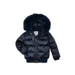 Black puffer coat with fur hood