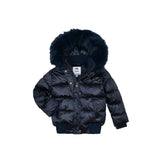 Black puffer coat with fur hood