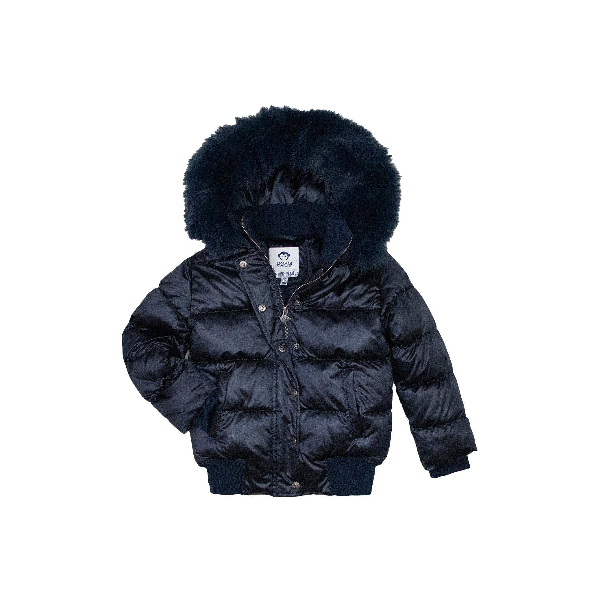 Black puffer coat with fur hood