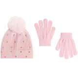 Pink Rhinestone Pom Pom Beanie 2pc Glove Set - Denny's
