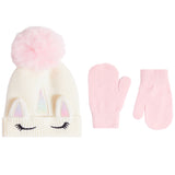 Unicorn Pom Pom Beanie 2pc Glove Set - Denny's