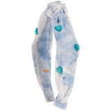 Denim Knot Headband with Hearts