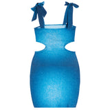 Vintage Jean Print Cutout Side Dress - Denny's