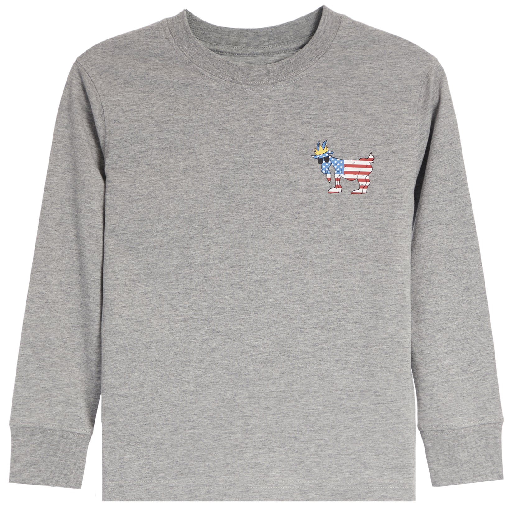 Grey long sleeve tee with flag Goat