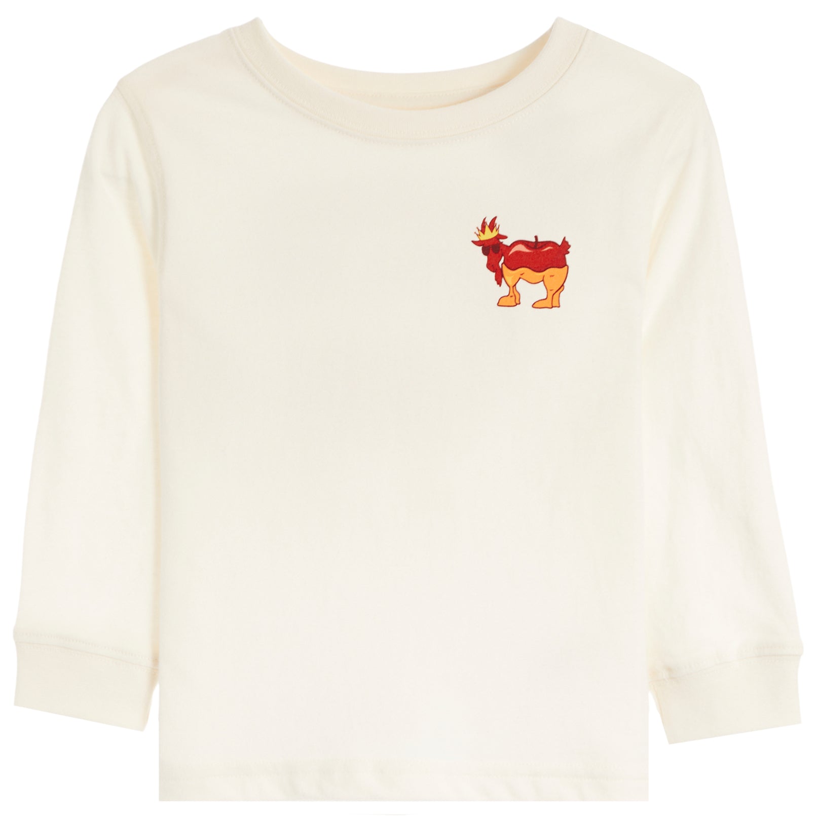 White long sleeve tee with caramel apple GOAt