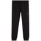 Black sweatpants with a small dark embroidered logo on the left thigh, shown against a plain white background.