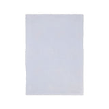 A plain white back of a blanket with a subtle woven texture, centered on a solid white background.