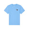 A light blue short-sleeve t-shirt with a small embroidered dog graphic on the left chest, shown on a plain white background.