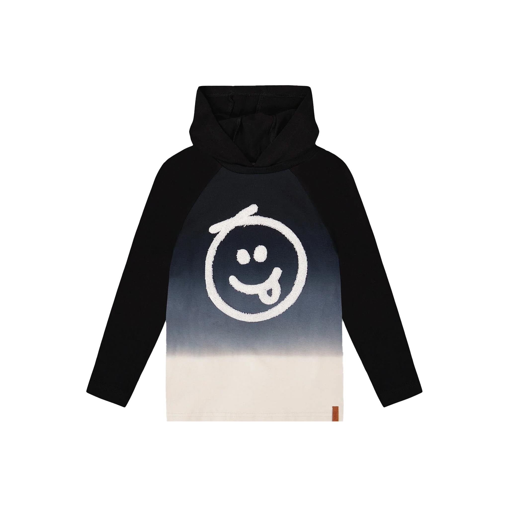 Dip Dye Smiley Hooded Long Sleeve Tee - Denny's