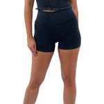 Stonewash Ribbed Booty Shorts 3inch - Denny's