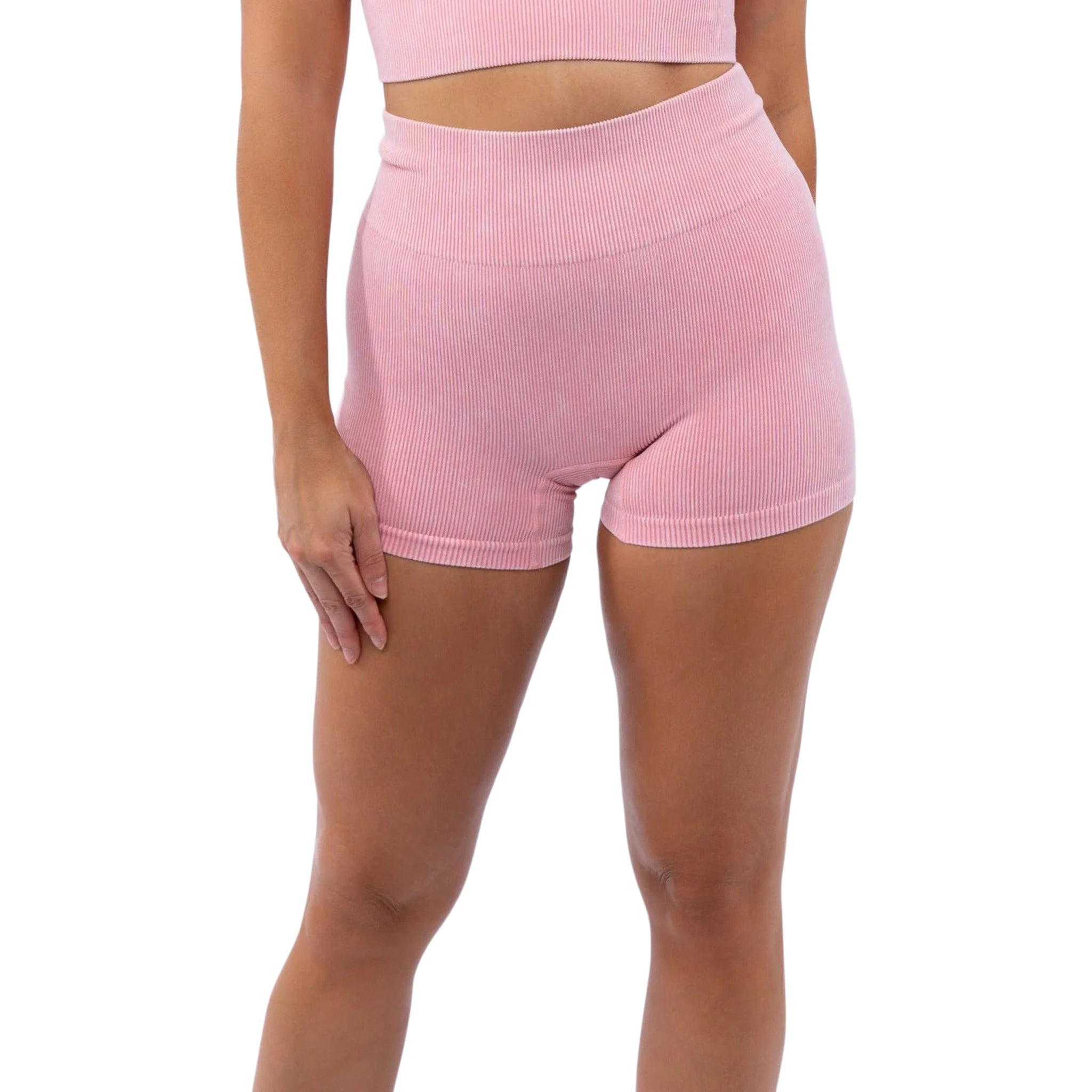 Stonewash Ribbed Booty Shorts 3inch - Denny's