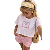 Cross Stitch Heart Crop Tee