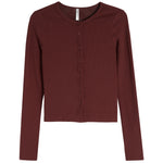 Ribbed Long Sleeve Button Cardigan - Denny's