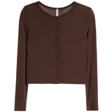 Ribbed Long Sleeve Button Cardigan