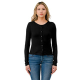 Ribbed Long Sleeve Button Cardigan - Denny's