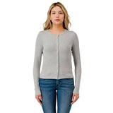 Ribbed Long Sleeve Button Cardigan - Denny's