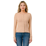 Ribbed Long Sleeve Button Cardigan - Denny's