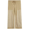 A pair of beige pants with a solid upper section and contrasting light beige patch pockets on the lower legs, featuring a drawstring waistband, shown against a plain white background.