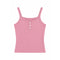 A pink sleeveless camisole top with a henley-style neckline and three small white buttons, shown flat against a plain white background.