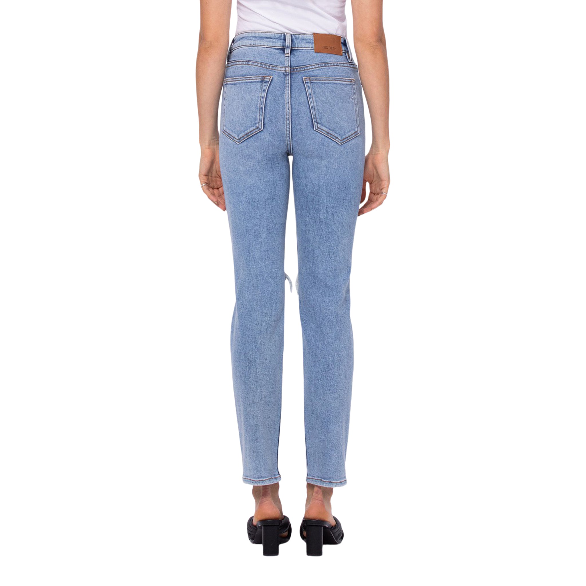 Zoey HR Knee Ripped Mom Jean - Denny's
