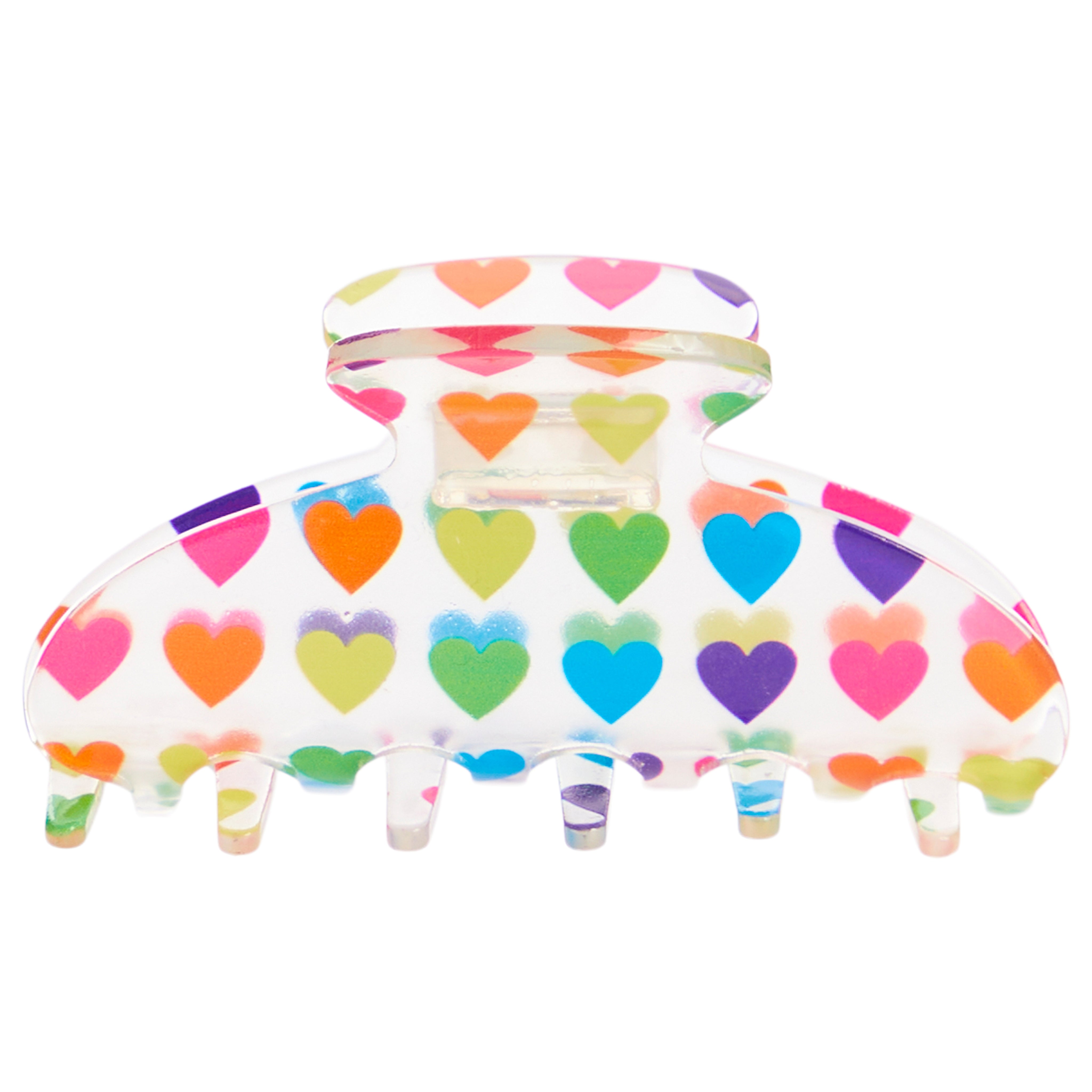 Rainbow Heart Clear Claw Clip - Denny's