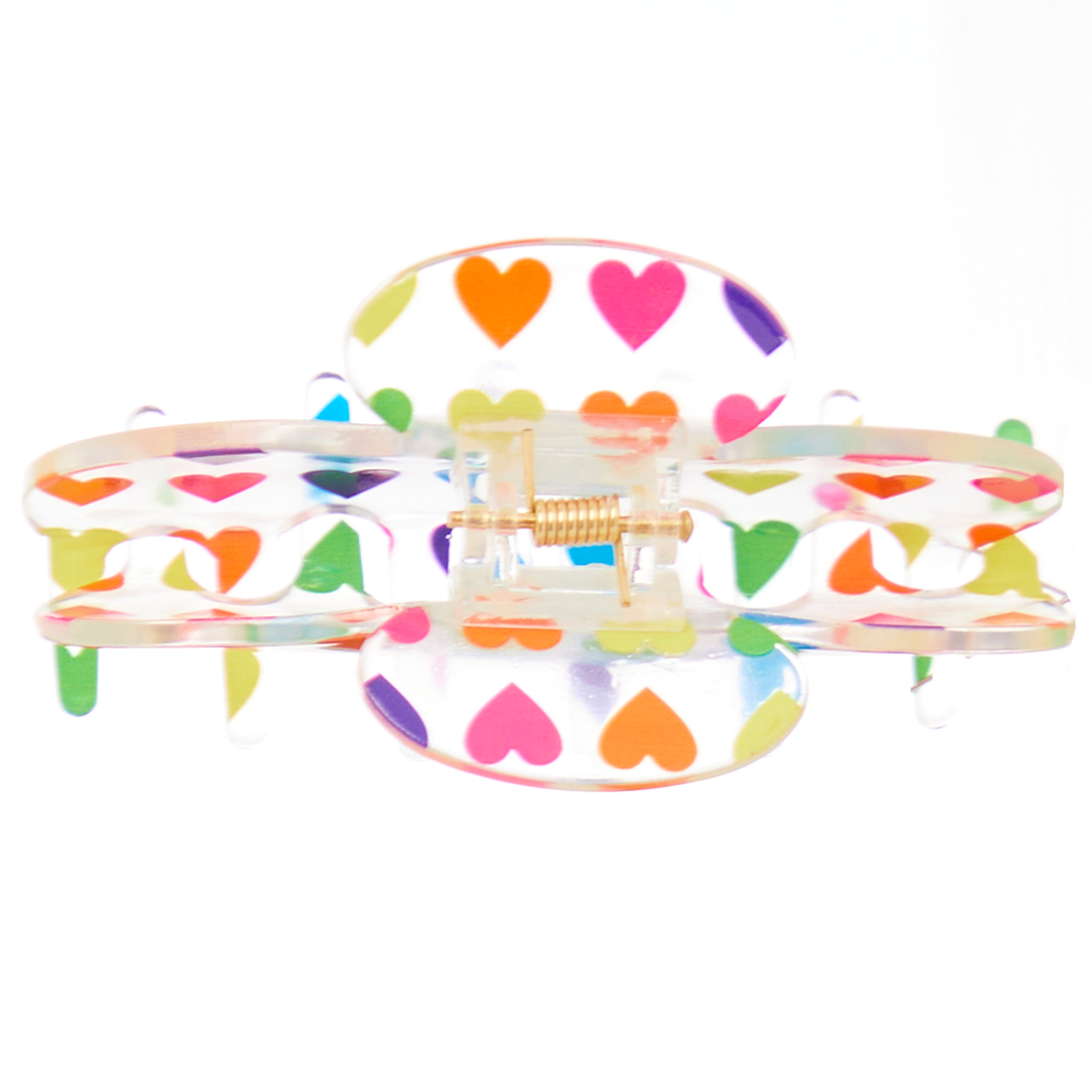 Rainbow Heart Clear Claw Clip - Denny's