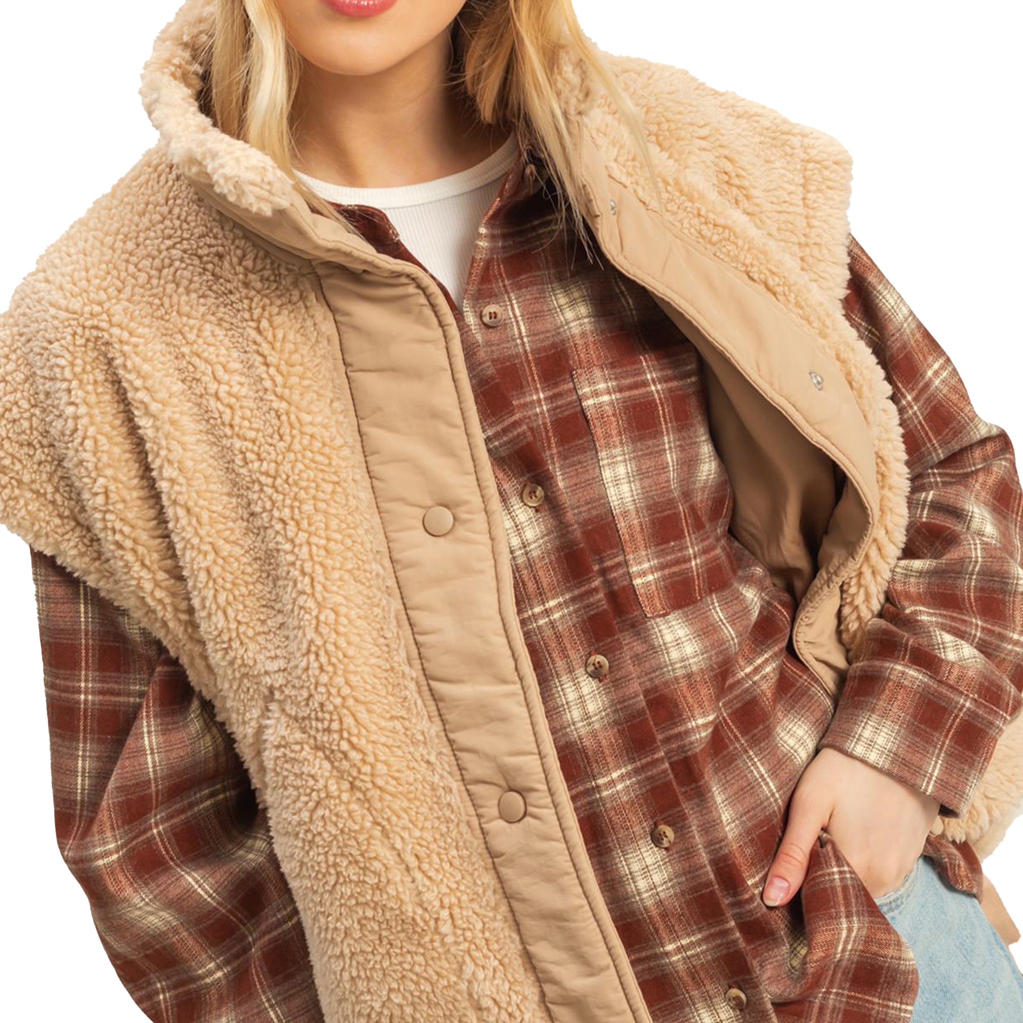 Oversized Sherpa Vest - Denny's