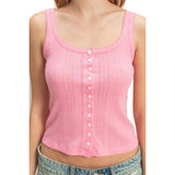 Button Up Pointelle Tank