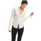 Long Sleeve Textured Button Down