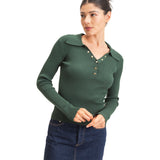 Long Sleeve Snap Collared Henley