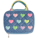 Hearts Glitter Printed Denim Lunch Bag - Denny's
