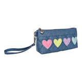 Hearts Denim Pencil Case Wristlet - Denny's