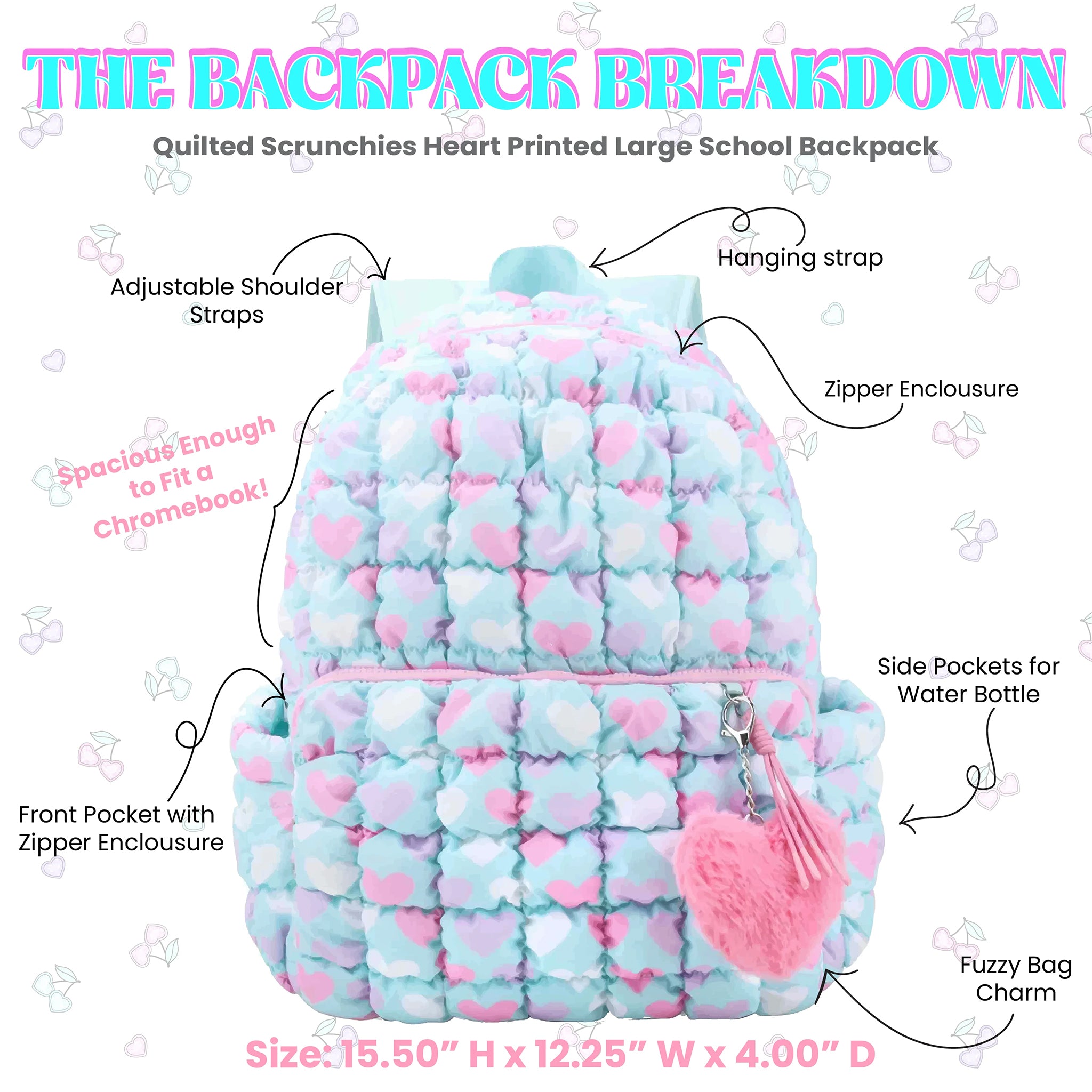 Heart Scrunch Large Backpack w/Charm - Denny's