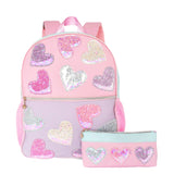 Glitter Hearts Backpack with Pencil Case