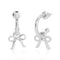 Silver bow-shaped earrings on a white background