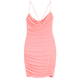 Criss Cross Detail Mesh Dress