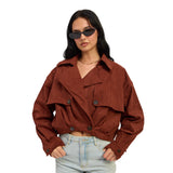 Faux Suede Short Trench Coat
