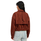 Faux Suede Short Trench Coat