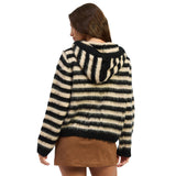 Stripe Hooded Zip Sweater