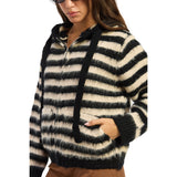 Stripe Hooded Zip Sweater