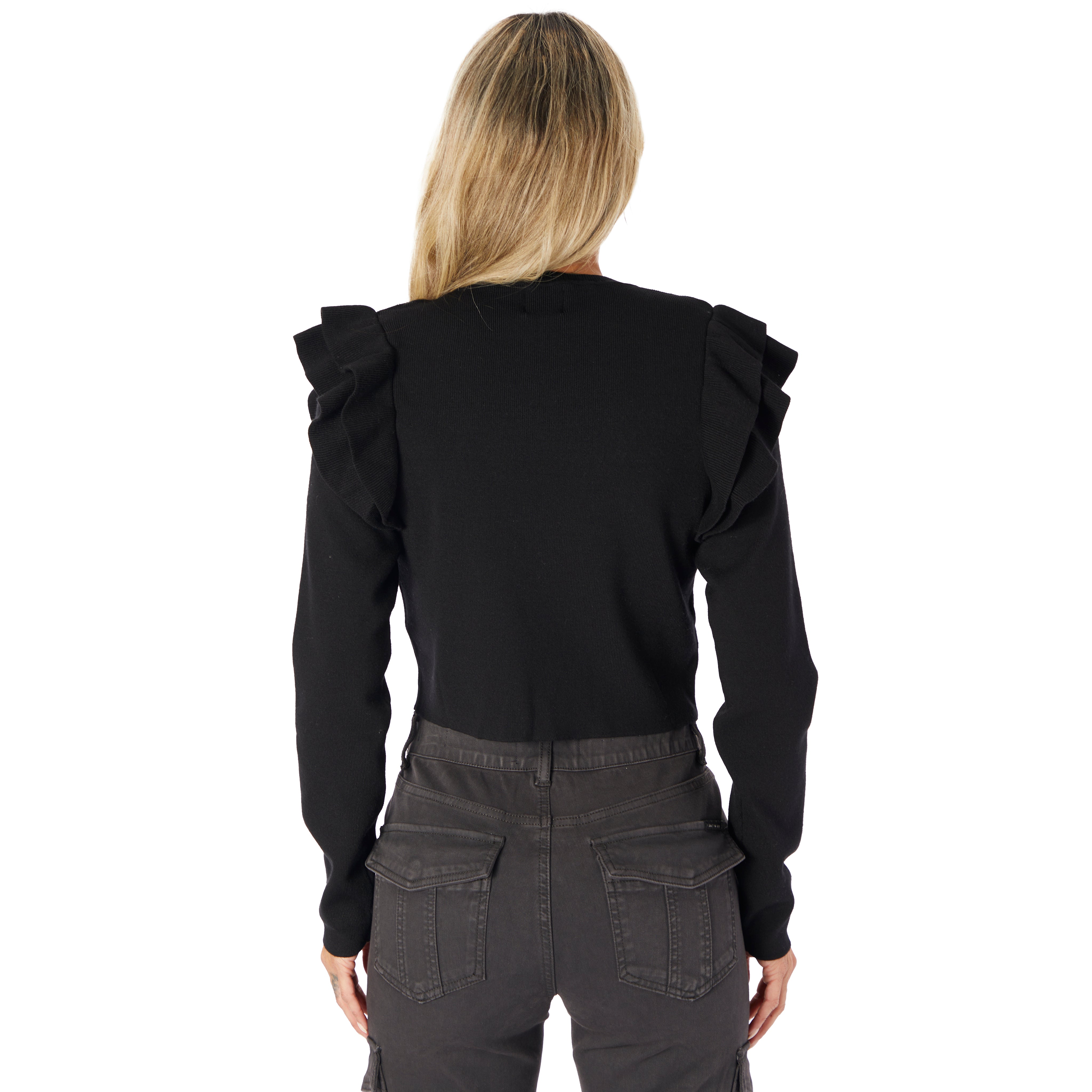 Isla Long Sleeve Ruffle Sweater - Denny's