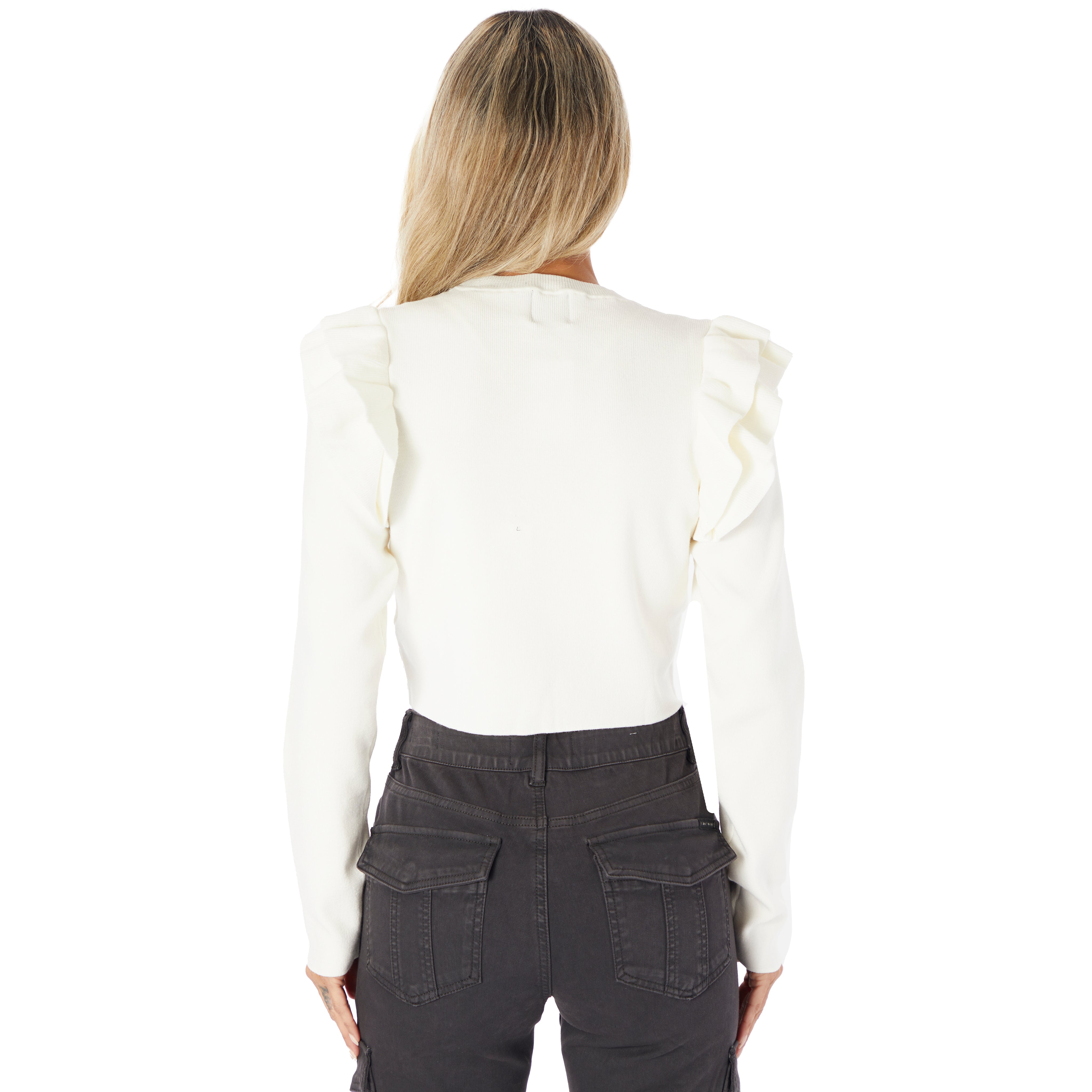 Isla Long Sleeve Ruffle Sweater - Denny's