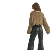 Distressed Bell Sleeve Sweater - Denny's