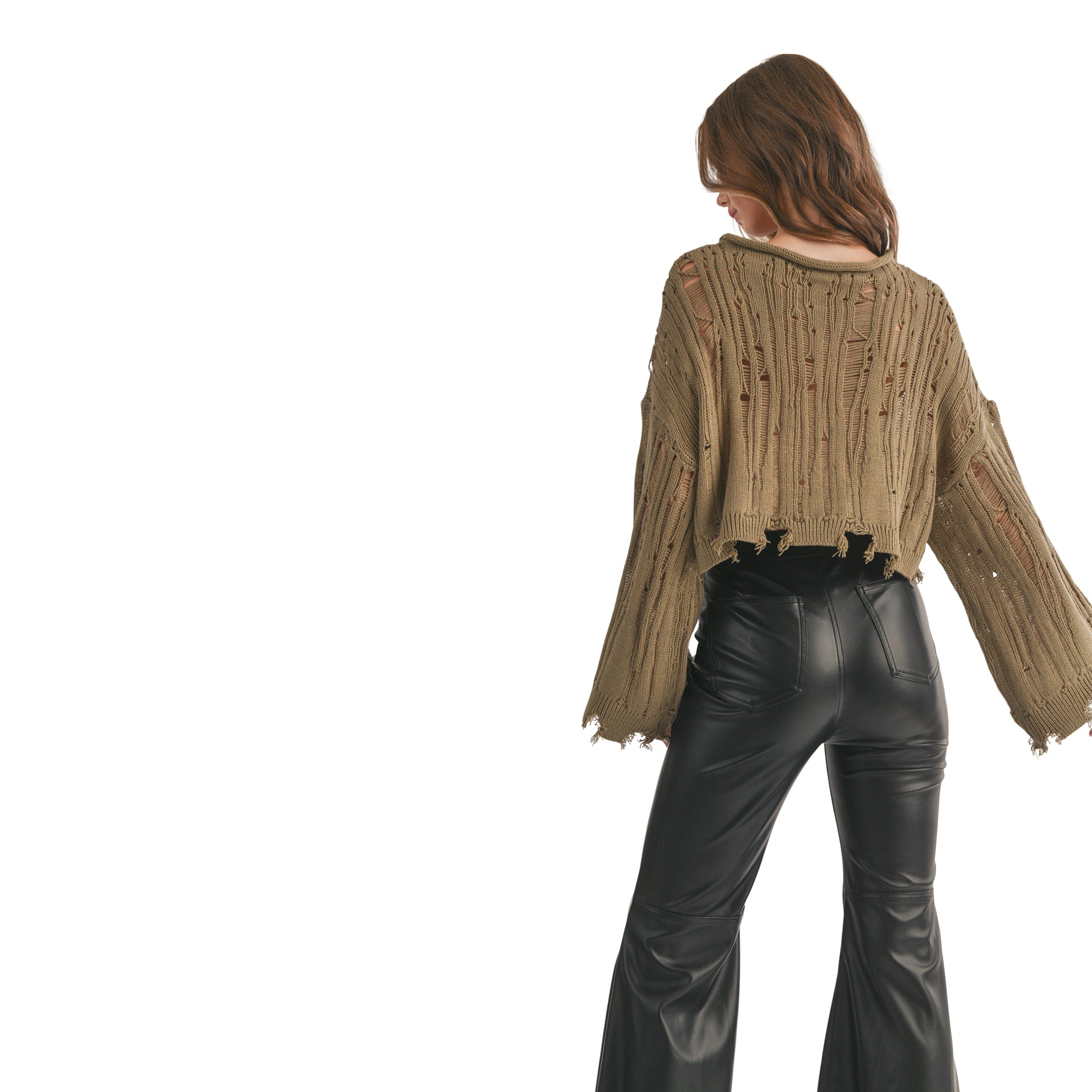Distressed Bell Sleeve Sweater - Denny's