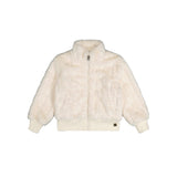 Jacquard Hearts Hooded Faux Fur Jacket
