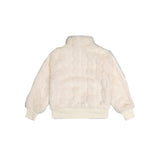 Jacquard Hearts Hooded Faux Fur Jacket